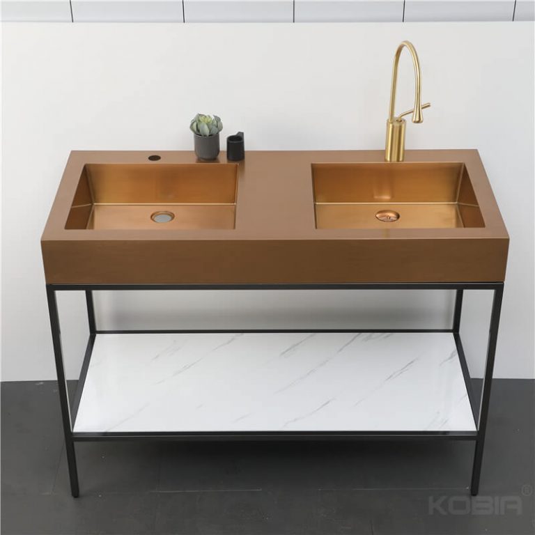 45 Inch Long Narrow Bathroom Sink, 304 Stainless Steel Basin